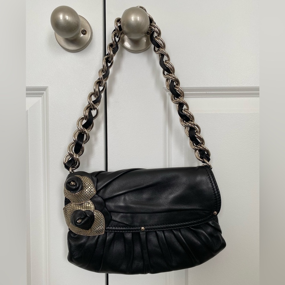 Versace leather shoulder bag with chain